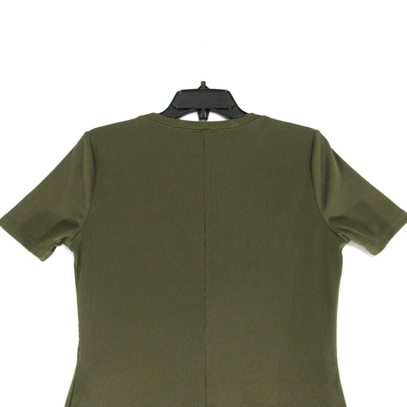 Forever 21 Ribbed Knit Mini Short Sleeve‎ Dress Olive Green Size: XL - Picture 6 of 11